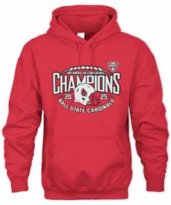 Ball State Cardinals 2025 MAC Conference Champions Football Hoodie