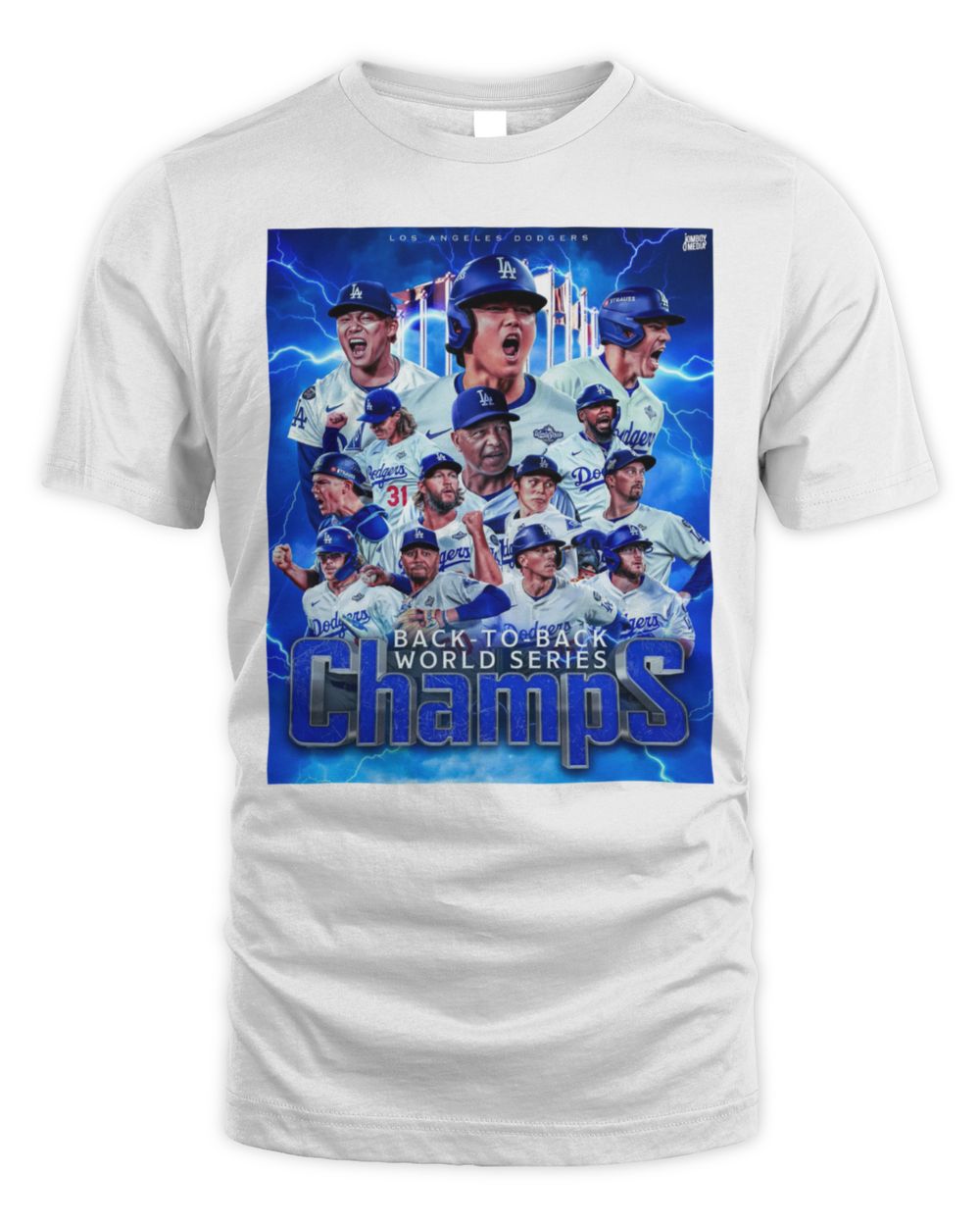 Dodgers Back To Back World Series Champs Lightning Team T-Shirt
