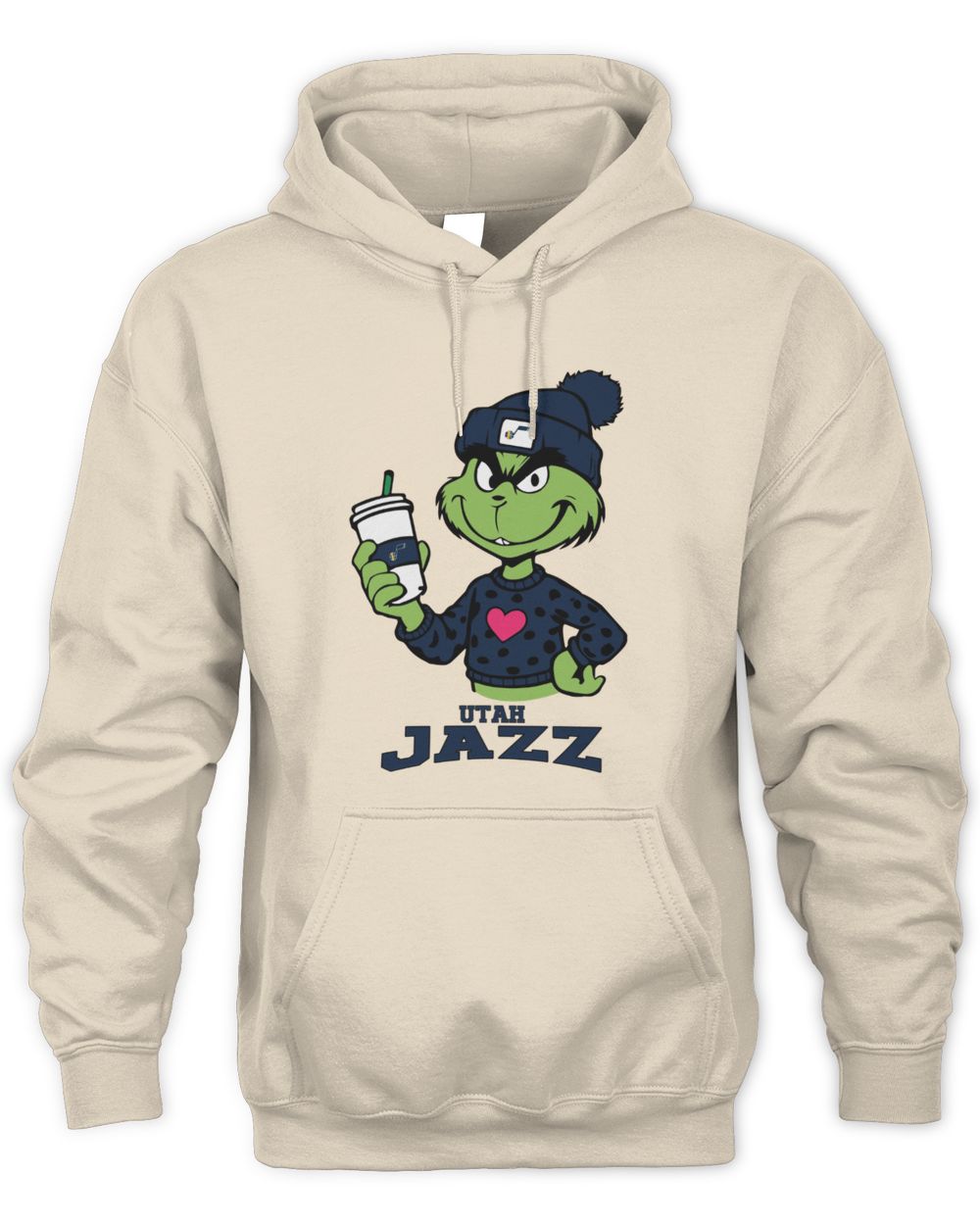 Utah Jazz Grinch Christmas Coffee Heart Basketball Holiday Hoodie