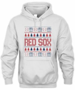 Boston Red Sox Christmas Baseball Trees Presents Ugly Sweater Hoodie