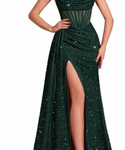 Green Off Shoulder Prom Dress EA93