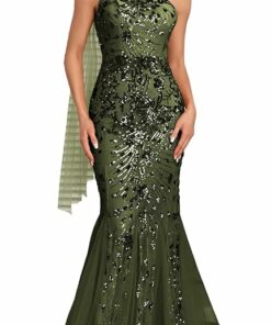 Olive Green Glitter Mermaid Dress EA80