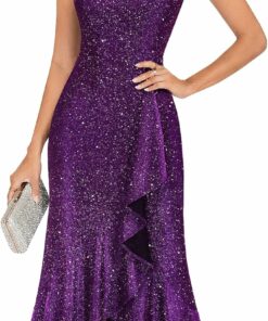 Sequin Ruffle Halter Prom Dress EA72