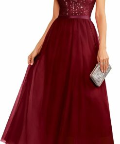 Sleeveless Cocktail Maxi Sparkly Dress EA64
