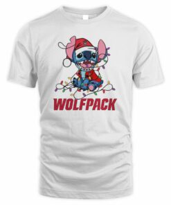 NC State Wolfpack Cute Stitch Christmas Lights NCAA T-Shirt