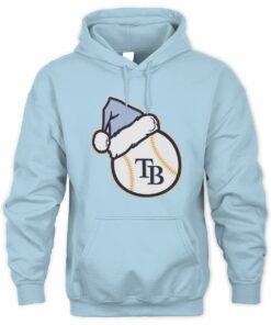 Rays Light Blue Santa Hat Team Christmas Hoodie
