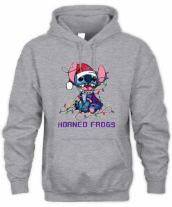 TCU Horned Frogs Stitch Santa Christmas Lights Hoodie