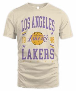 Los Angeles Lakers Hardwood Classics 1976 2000 Chrome Vintage Logo T-Shirt