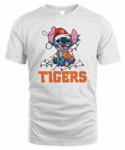 Clemson Tigers Cute Stitch Christmas Lights NCAA T-Shirt
