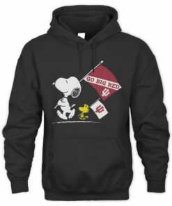 Peanuts Snoopy Carrying Go Big Red Flag NCAA Indiana Hoodie