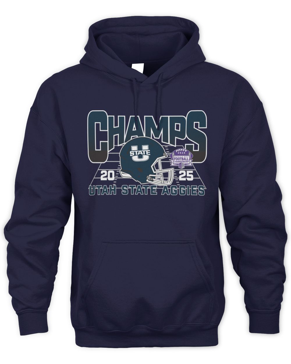 Utah State Aggies 2025 Football Helmet Mountain West Champs Hoodie
