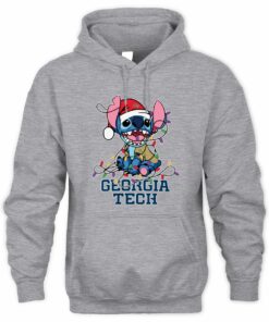 Georgia Tech Yellow Jackets Stitch Santa Christmas Lights Hoodie