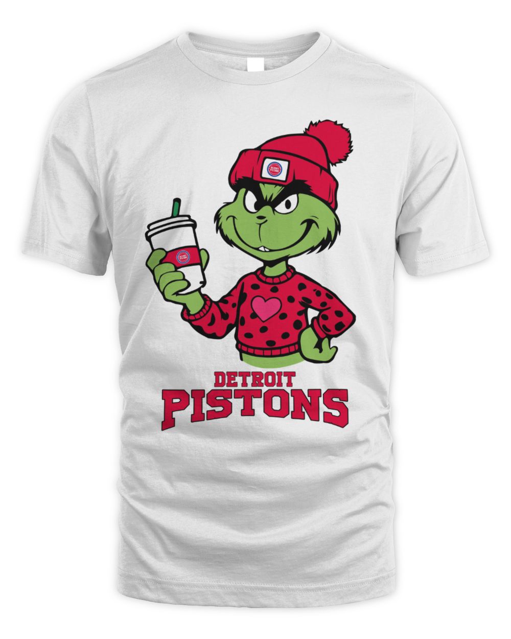 Detroit Pistons Grinch Heart Christmas Basketball T-Shirt