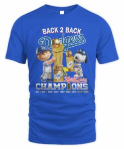 Dodgers Snoopy Back 2 Back World Series Champions 2025 T-Shirt