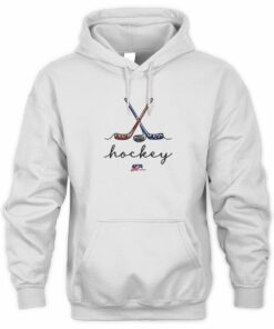Usa Hockey Merch Youth USA Hockey Script Cross Sticks Official Hoodie