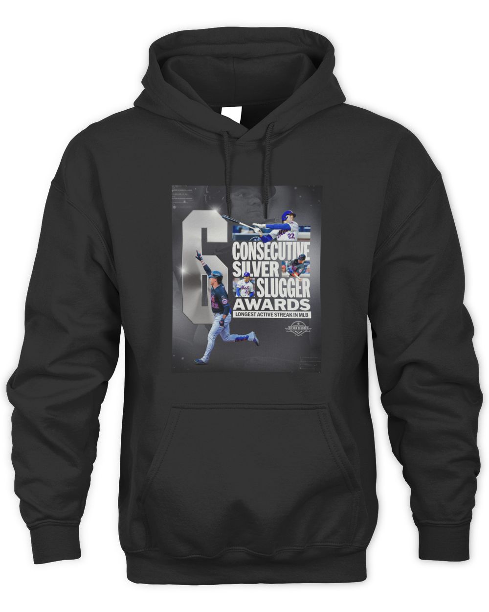 6 Consecutive Silver Slugger Awards Longest Active Streak MLB Mets #22 Hoodie