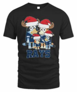 Tampa Bay Rays Bluey Santa Family Christmas Baseball T-Shirt