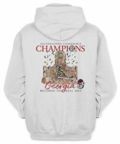 Men's White Georgia Bulldogs 2025 SEC Football Champions Trophy Official Sweatshirt Hoodie