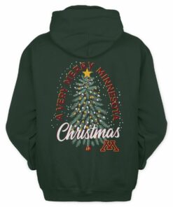 Merry Christmas Minnesota Golden Gophers Very Merry Holiday Tree Logo Hoodie