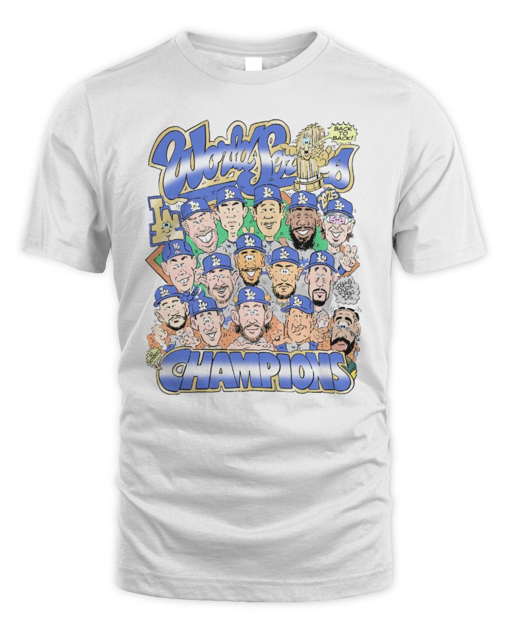 Los Angeles Dodgers 2025 World Series Champions Team Cartoon T‑Shirt