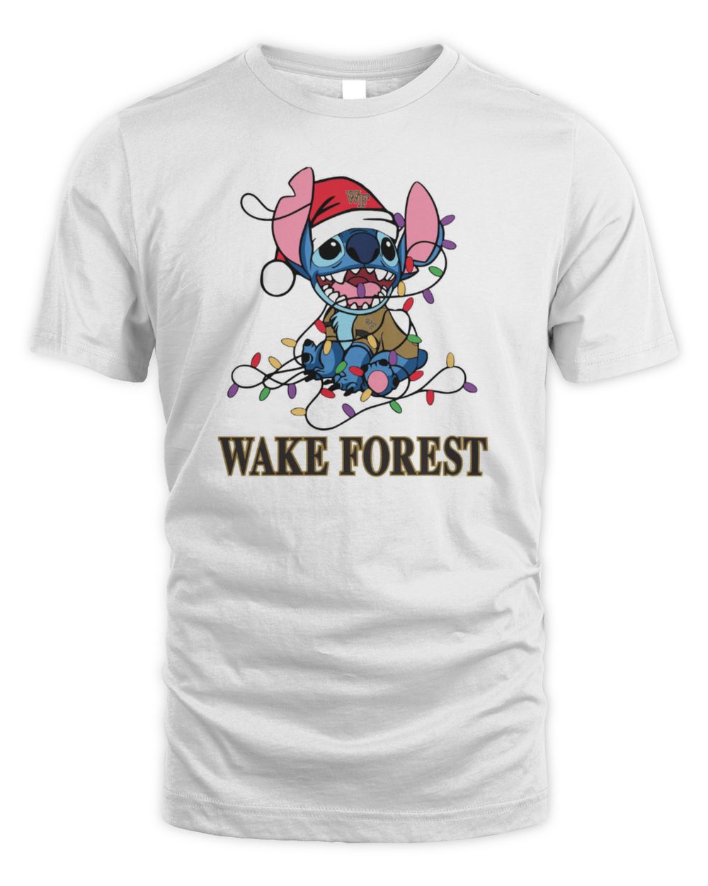 Wake Forest Demon Deacons Cute Stitch Christmas Lights NCAA T-Shirt