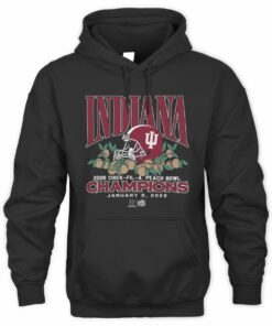 Indiana Hoosier Football CFP Peach Bowl Champions Black Official Hoodie