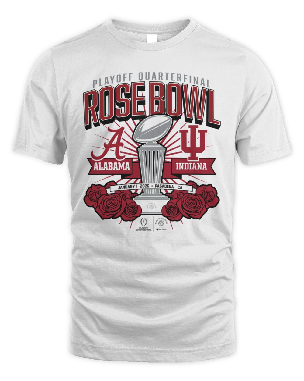Indiana Hoosiers & Alabama Crimson Tide 2025 CFP Rose Bowl Matchup T Shirt