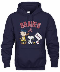 Atlanta Braves Peanuts Series Charlie Brown Snoopy Flag Baseball Hoodie