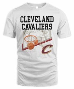 Cleveland Cavaliers Basketball White Glass Shattered Graphic Tee Shirt