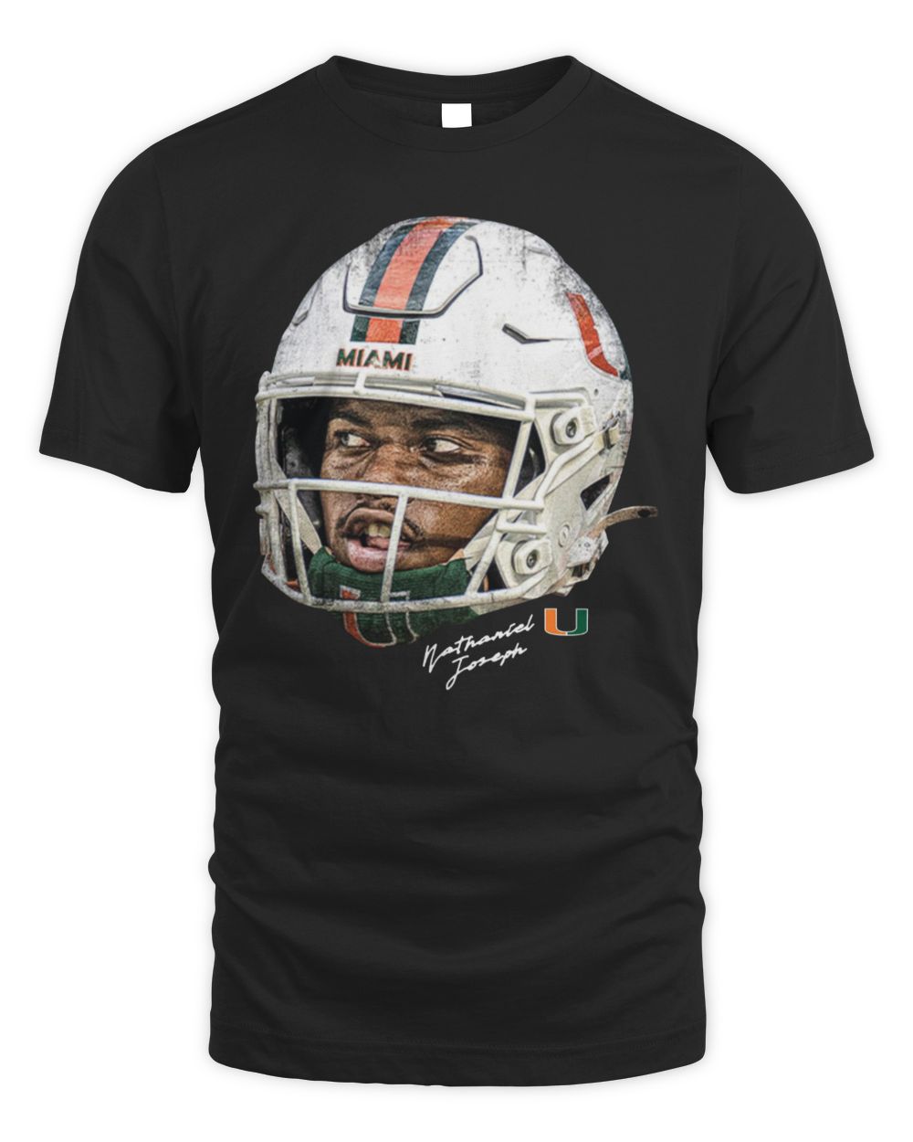 Nathaniel Joseph Miami Hurricanes Game Face NIL Helmet Signature T-Shirt