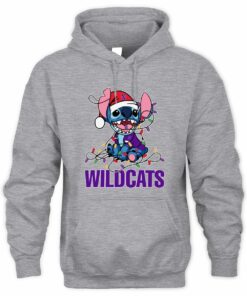 Northwestern Wildcats Stitch Santa Christmas Lights Hoodie
