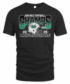 Marshall Thundering Herd 2025 Sun Belt Football Champs Helmet T-Shirt