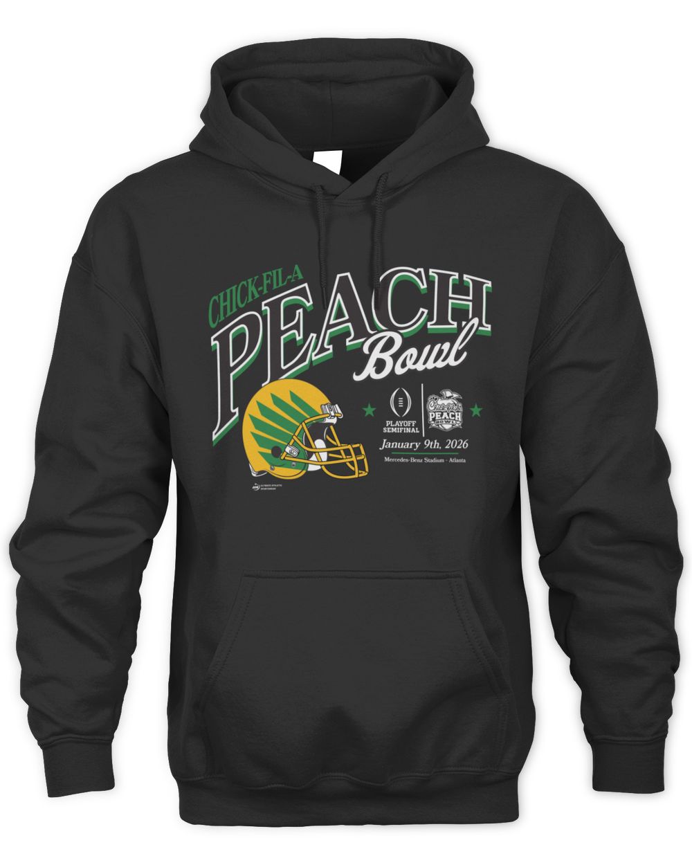 2026 Chick-fil-A Peach Bowl OREGON Black LST Sweatshirt Hoodie Official