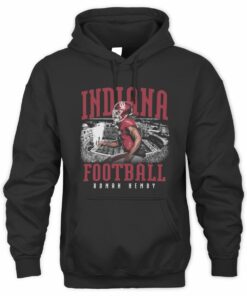 Indiana Hoosiers Roman Hemby Black Stadium Illustration Hoodie