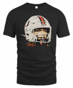 Carson Beck Miami Hurricanes Game Face NIL Helmet Signature T-Shirt