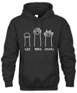 Funny Cat Rock Paper Scissors Hand Game Cute Paws Black Official Hoodie