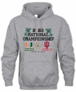 Miami Hurricanes vs Indiana Hoosiers Matchup College Football Playoff National Championship 2026 Official Grey Hoodie