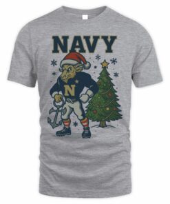 Navy Midshipman Holiday Mascot Santa Christmas Football T-Shirt