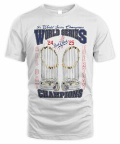9X World Series Champions Dodgers Back 2 Back 24 25 Trophy Roster T-Shirt
