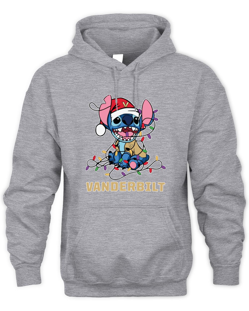 Vanderbilt Commodores Stitch Santa Christmas Lights Hoodie