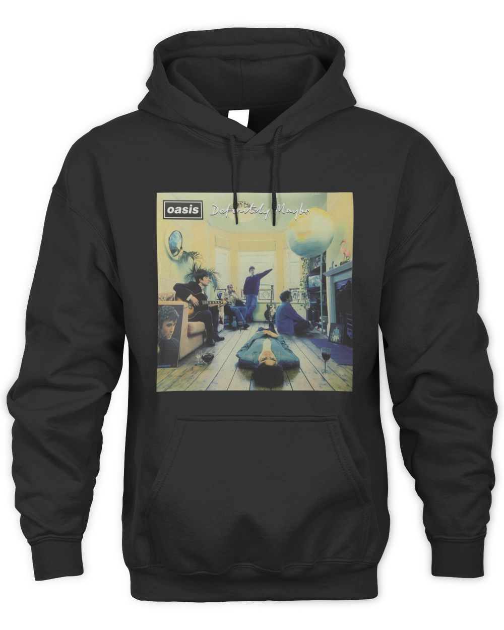 Oasis Merch Definitely Maybe Vintage Artwork Black Official Hoodie
