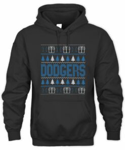 Los Angeles Dodgers Christmas Baseball Trees Presents Ugly Sweater Hoodie
