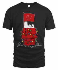 Wisconsin Badgers Snoopy House Holiday Lights T-Shirt