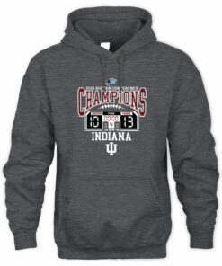 Indiana Hoosiers Charcoal Blue 84 2025 Big Ten Football Champions Score Sweatshirt Hoodie