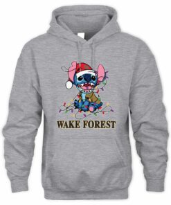 Wake Forest Demon Deacons Stitch Santa Christmas Lights Hoodie