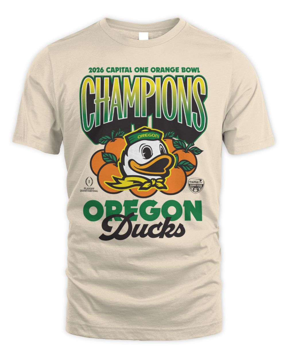 NCAA Shop Oregon Ducks Ivory Something Inked 2026 Orange Bowl Champions T Shirt