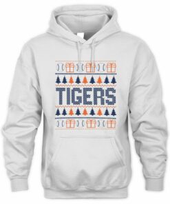 Detroit Tigers Christmas Baseball Trees Presents Ugly Sweater Hoodie