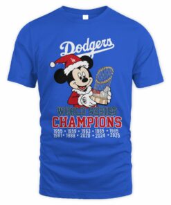 Dodgers Champions Trophy Mickey Mouse Christmas 2025 MLB Winners T-Shirt