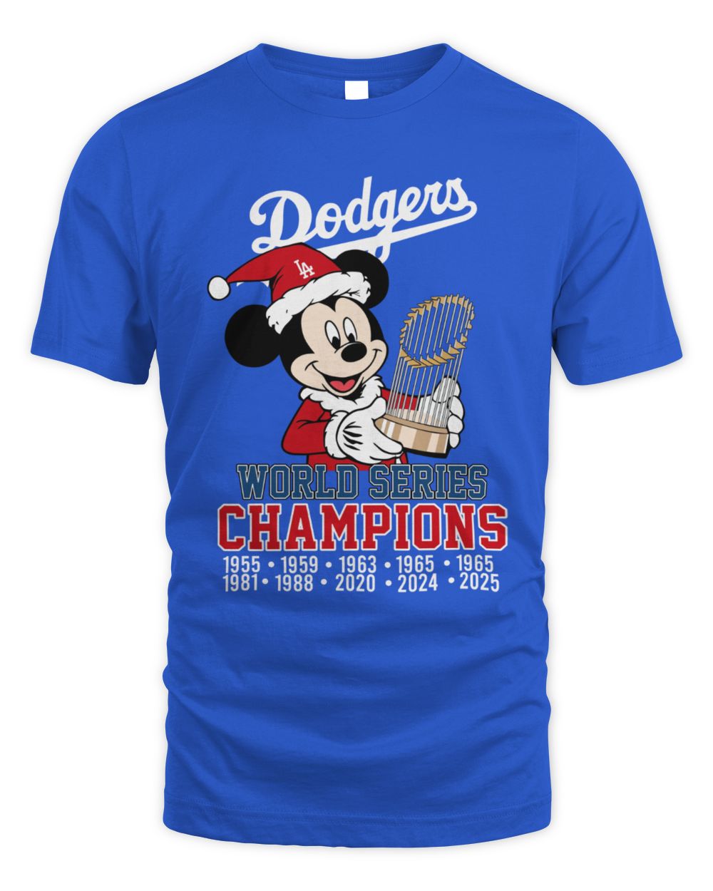 Dodgers Champions Trophy Mickey Mouse Christmas 2025 MLB Winners T-Shirt