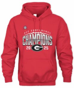 Men's Red Georgia Bulldogs 2025 SEC Football Champions Endzone Speed Red Hoodie Official